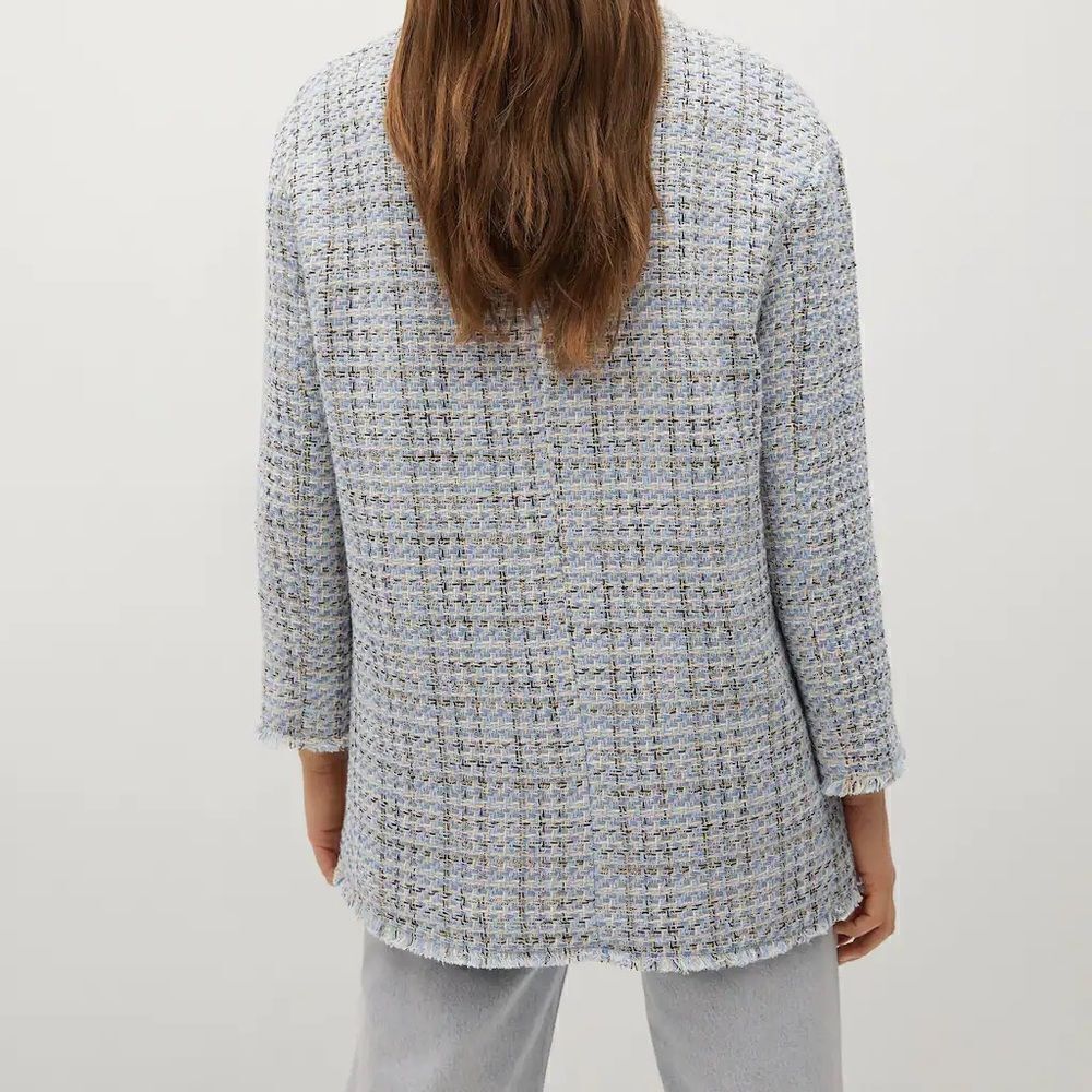 Mango Tweed Blazer Open Front New - Picture 2 of 8